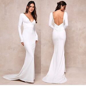 Elegant White Long Sleeve Dress